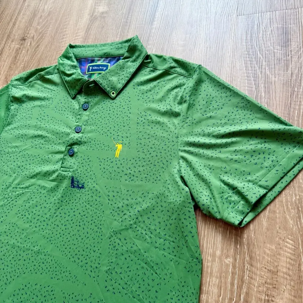 William Murray Just A Trim Polo Mens Medium Green‎ Golfing Polo